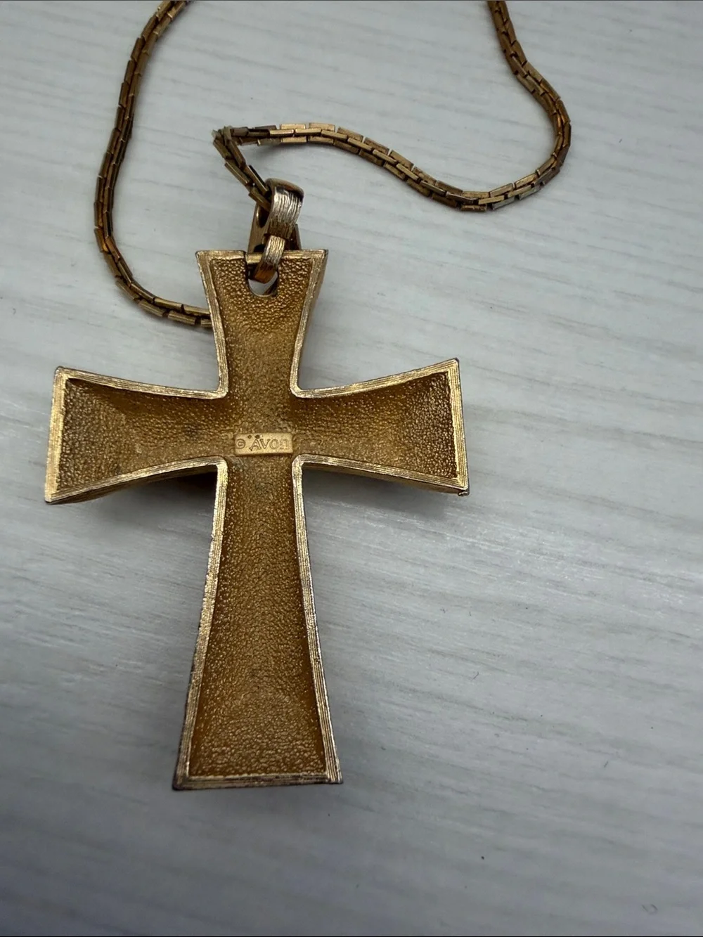 Avon Gold-Tone Men's Brushed Cross Pendant with Chain
